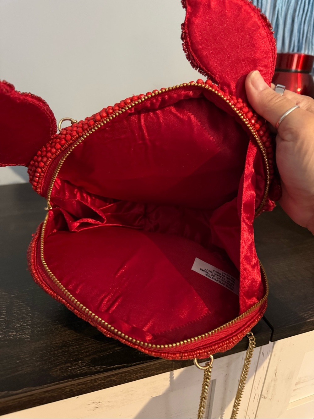Hand-Beaded Red Crab Crossbody Bag - Picture 2 of 3